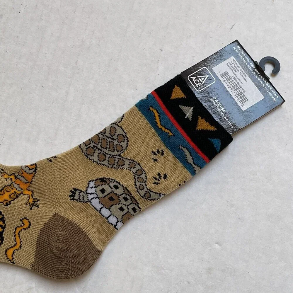 Ace USA Socks Reptile Mania Youth Snake Turtle Lizards Print All Over New